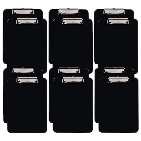 Better Office Products Plastic Clipboards, Durable, 12.5 x 9 Inch, Low Profile Clip, Black, Set of 12, 12PK 45011 - main
